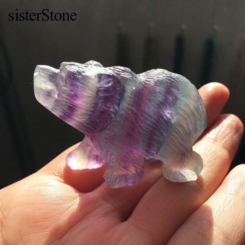 Natural Rainbow fluorite hand carved mini deer 2 quartz crystal healing stones hand carving animal for home decor stones (8)