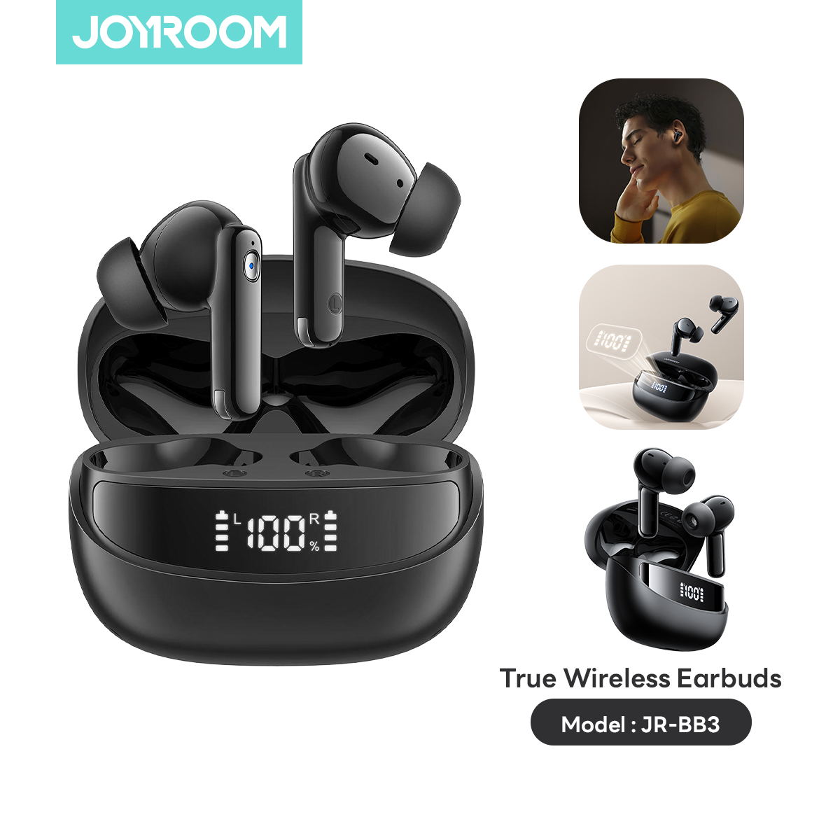 Joyroom หูฟังบลูทูธ รุ่น JR-BB3 หูฟังไร้สาย เสียงดี แบตอึด หน้าจอแสดงผลLED ใช้งานได้ยาว 8 ชม. ราคา 539 บาท*ส่งฟรี