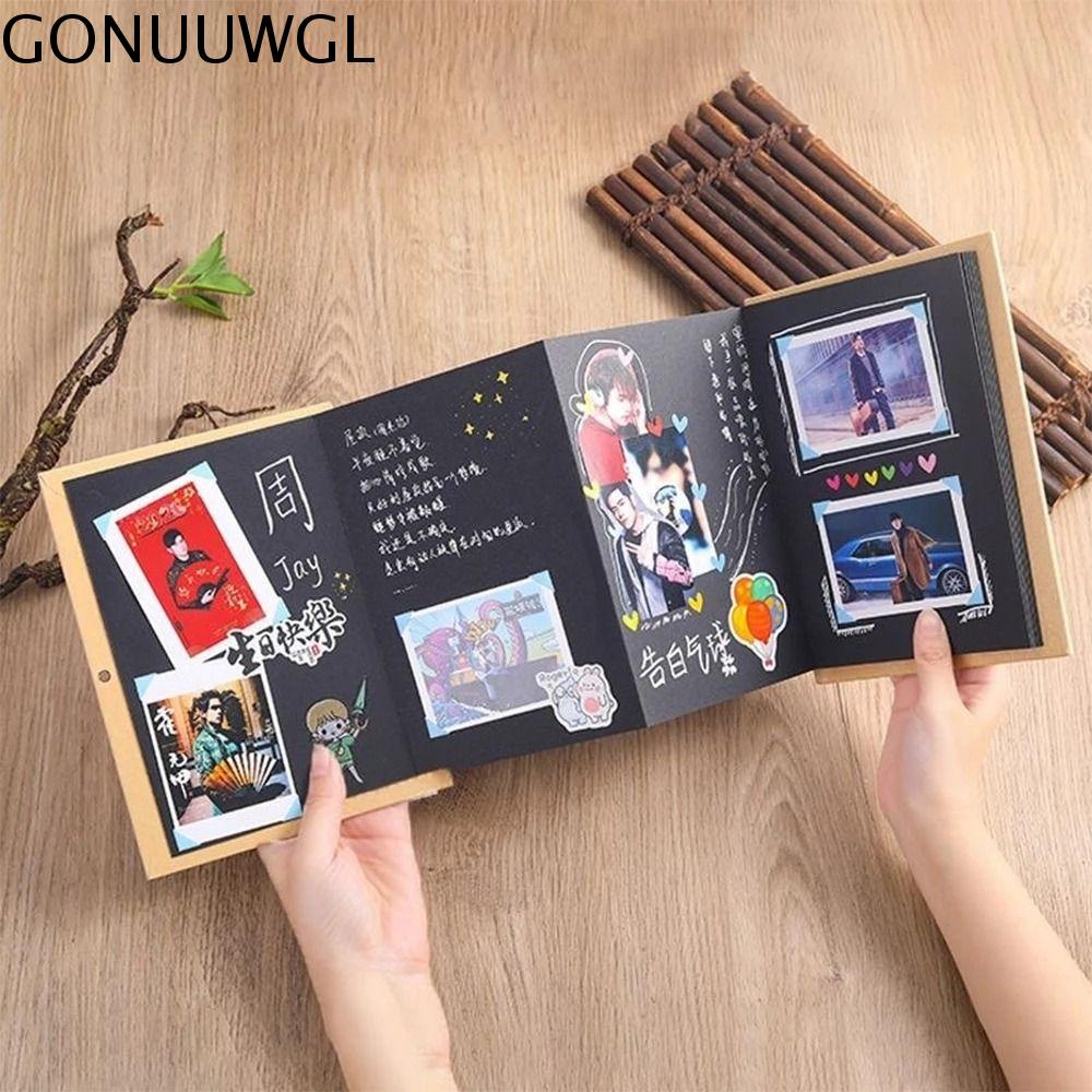 GONUUWGL พับเก็บได้ ของขวัญอัลบั้มรูปหีบเพลง โฟโต้การ์ด กระดาษคราฟท์ ของขวัญเซอร์ไพรส์ DIY สร้างสรรค์และสร้างสรรค์ 8 หน้า หนังสือภาพสุดเซอร์ไพรส์ วันเกิดของสตรี