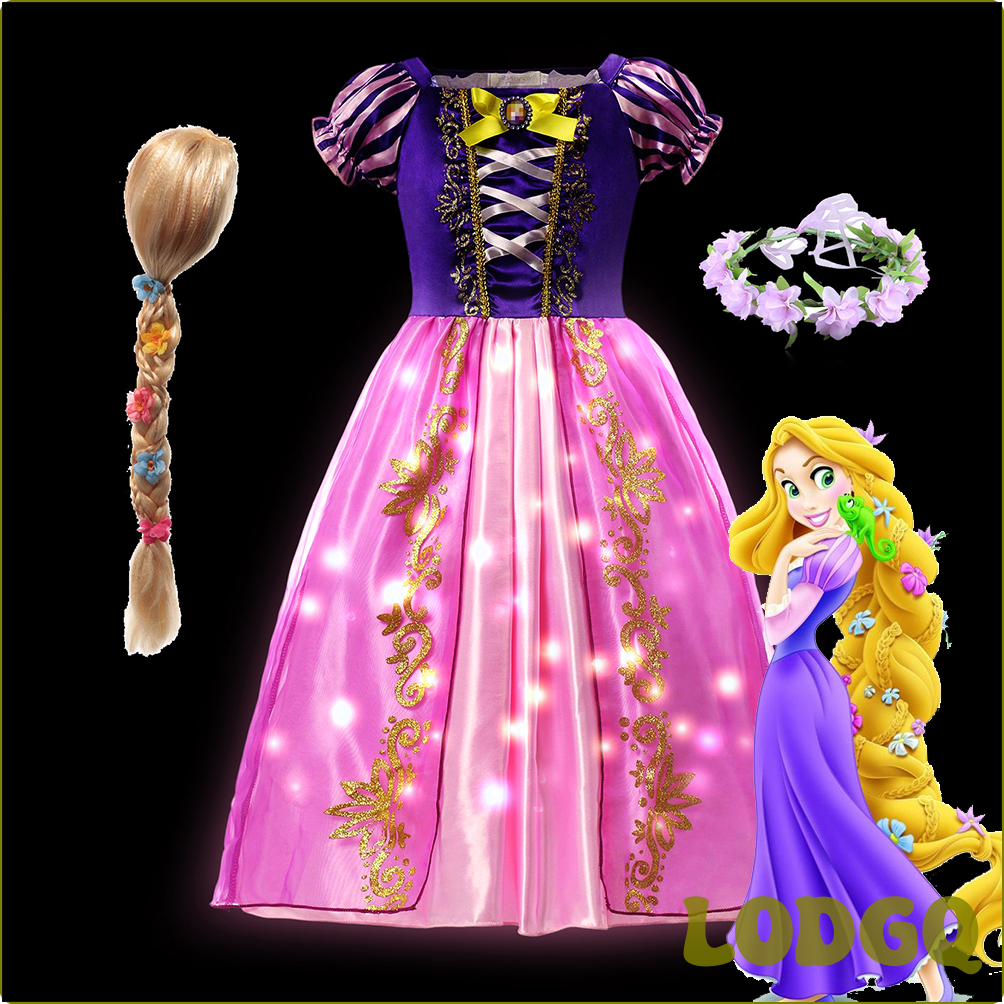 [LODGQ Girl Rapunzel Dress for Kid LED Light Up Christmas Princess Cosplay Costume Birthday Party Gift Purple Sequins Mesh Clothing ☆ ราคา  26,290 บาท*ส่งฟรี