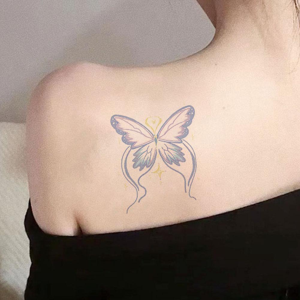 Colorful Butterfly Arm Shoulder Clavicle Belly Long Lasting Waterproof Simulation Non Reflective Fake Tattoo Female Temporary Tattoo Sticker