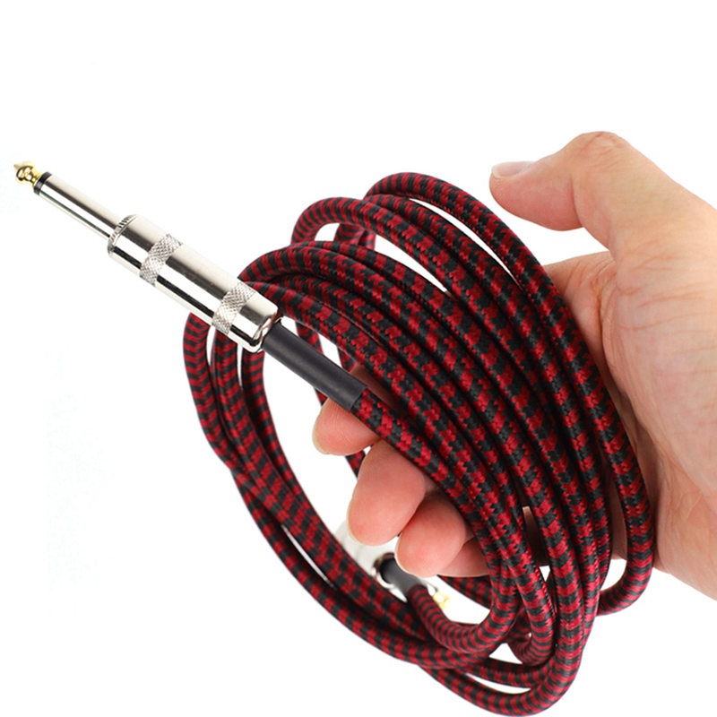 L2(RFJE) Guitar Cable Audio Male to Male Cable Wire Cord Knitting 6.35mm Straight Plug for Electric Acoustic Guitar Bass