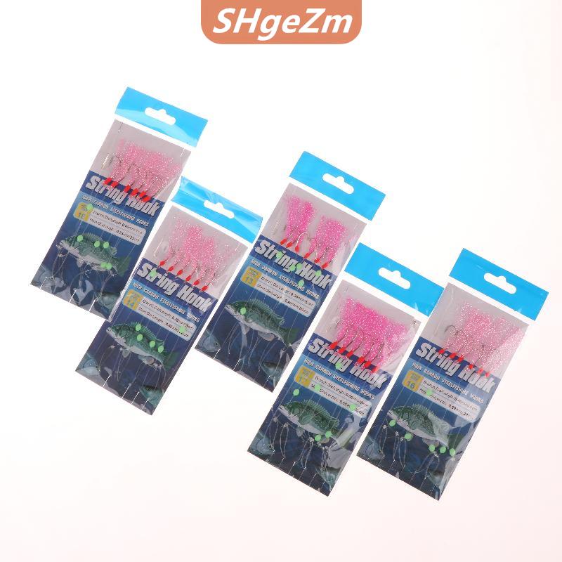 [COD] SHgeZm 1 cái 6 móc nước mặn giàn 6 Chuỗi móc flasher cá thu lông câu cá Mồi Câu Cá Biển mồi cá thu