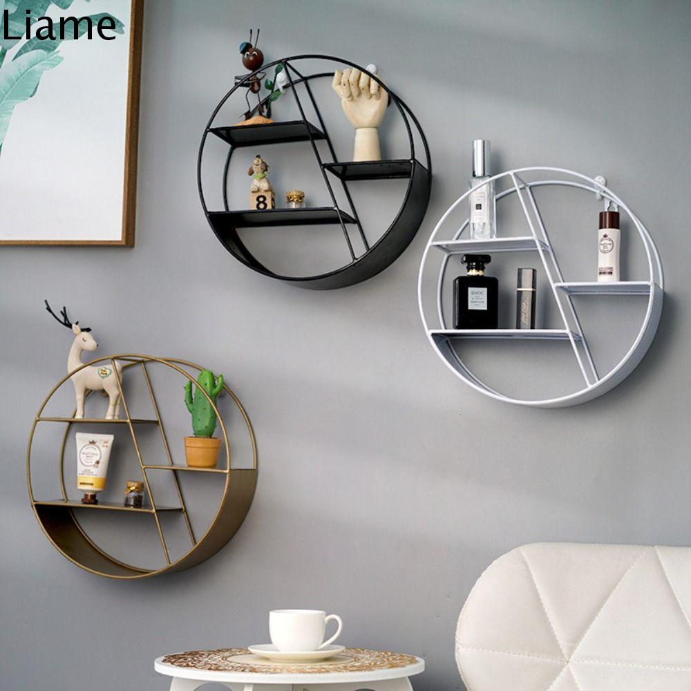 LIAME Sắt Kệ gắn tường Không cần khoan Tối giản Giá treo Trang trí nhà cửa Sáng Tạo Giá xếp đồ Nhà