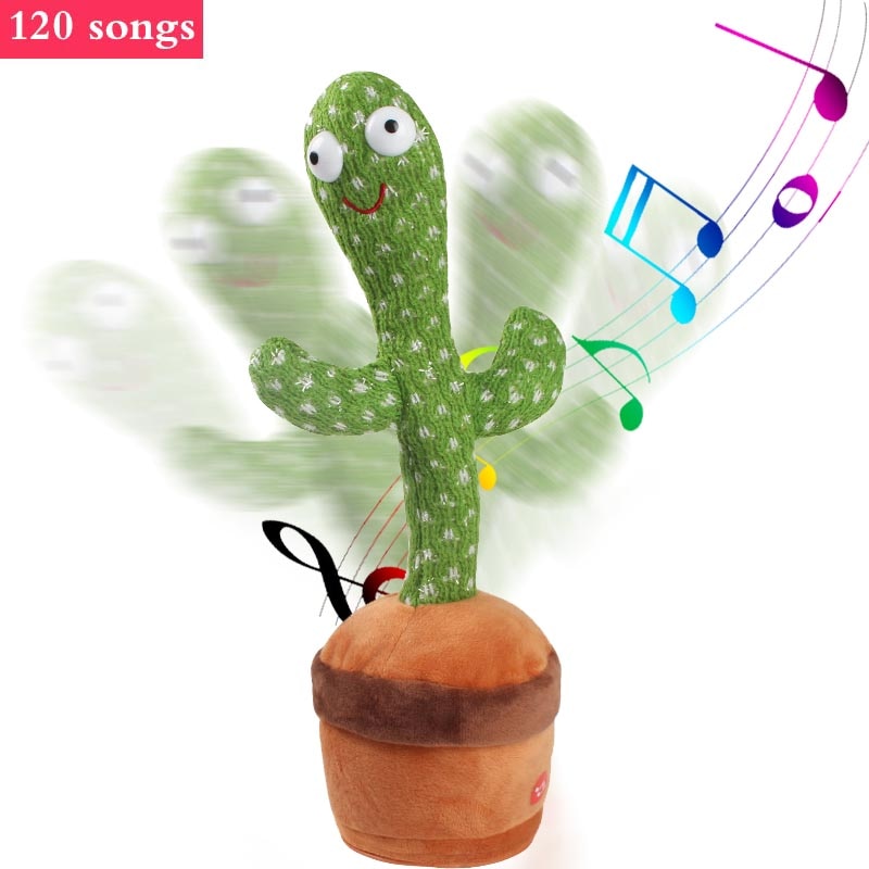 Plush Toys Dancing Cactus Doll Singing Recording Glowing Funny Twisted Enchanting Children Stuffed Toys Kids Education Toy Gift
