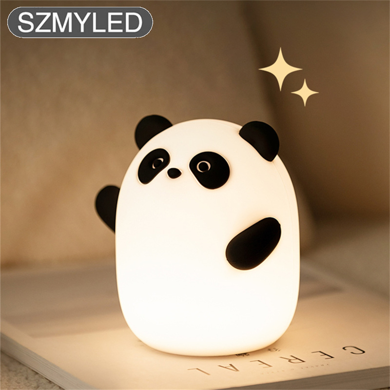 Panda đèn ngủ LED với cáp sạc USB, được xây dựng trong 1200mAh pin Silicone Chống mòn đèn LED Cạnh Giường cho phòng ngủ, bé vườn ươm, phòng khách