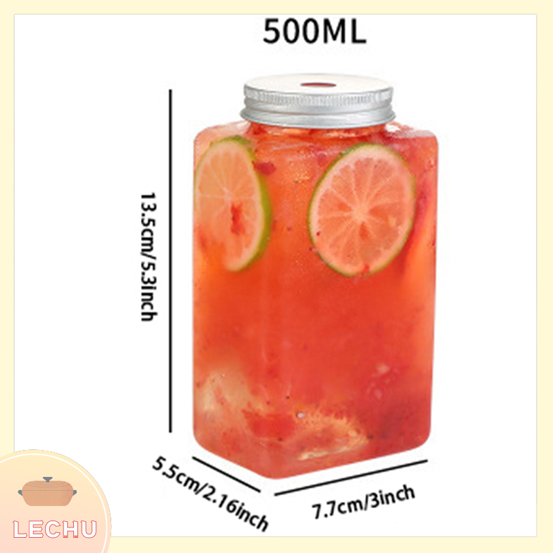 🥪 LECHU🍟 500ml trà sữa trái cây cốc nước giải khát Chai Sữa chua dùng một lần cấp thực phẩm nhựa chai sữa trà cửa hàng nước trái cây chai bên