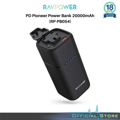 RAVPower PD Pioneer 20000mAh 80W AC Portable Laptop Charger Power Delivery Power Bank (UK/SG Plug) (RP-PB054), Black