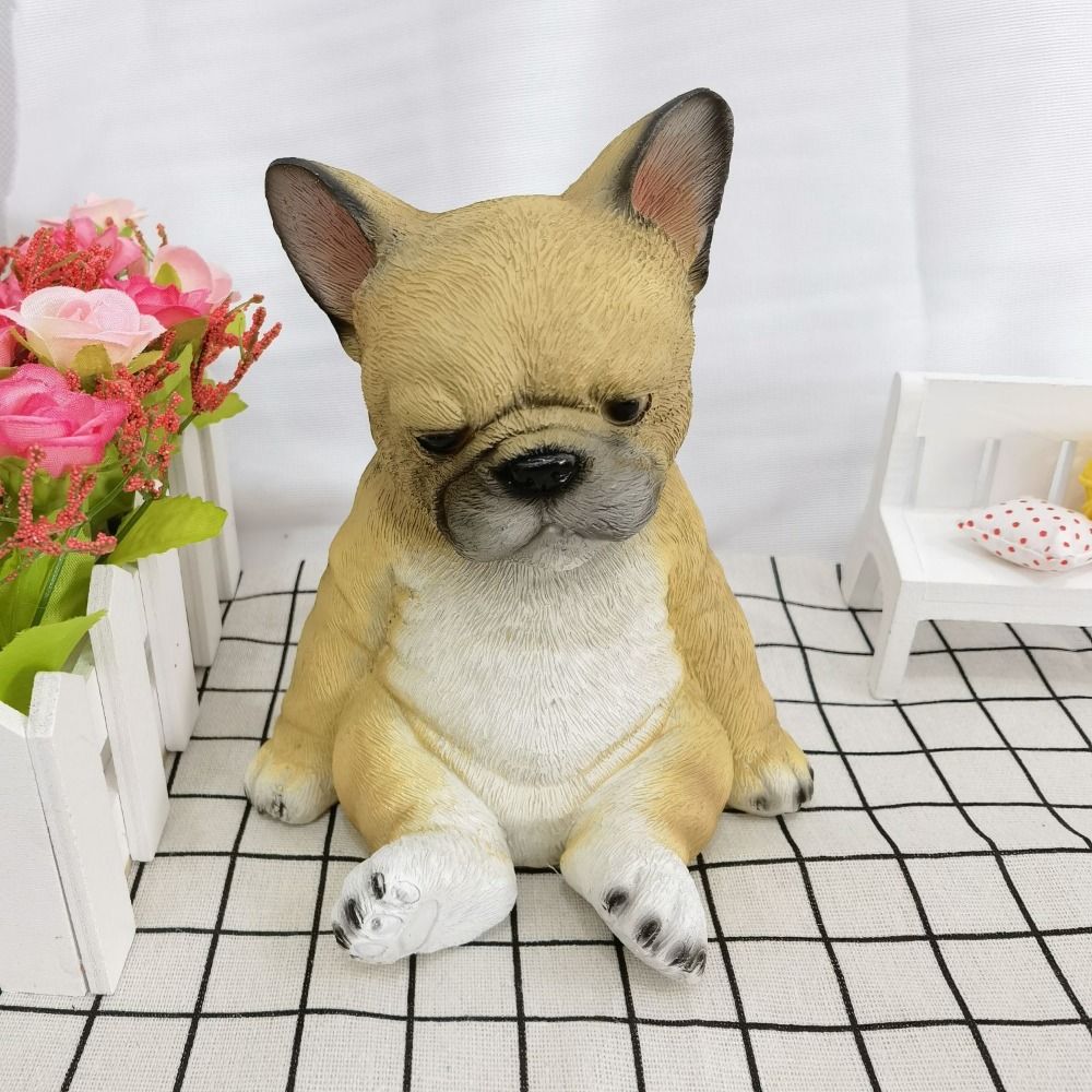 ROOMH Dễ thương Tượng chó con chó Bull Đồ thủ công Hoạt hình Tượng mô phỏng động vật Đơn giản Đồ nhựa thủ công Đồ trang trí Chó Con Ngủ Ngoài trời