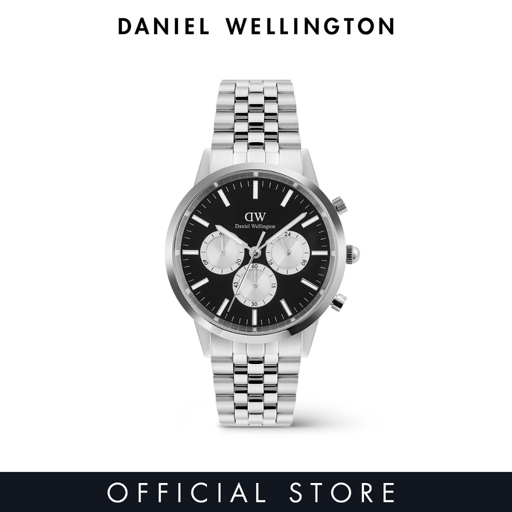 นาฬิกาข้อมือผู้ชาย Daniel Wellington Iconic Chronograph 42mm Arch 5-Link Onyx Panda Silver Men Watch stainless steel watch DW Official Authentic Original นาฬิกา ผู้หญิง