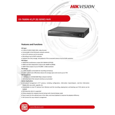 Hikvision 4-Channel CCTV Network Video Recorder DS-7604NI-K1/4P