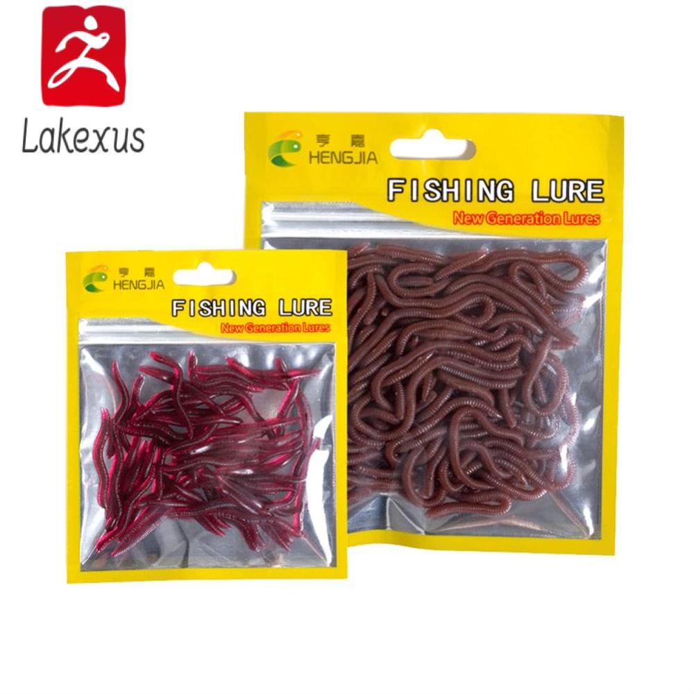 Lakexus 1 túi/50 chiếc mồi câu silicon mềm mồi Mồi Câu Cá Biển Giun đất nhân tạo 4/8cm cho cá chép Mồi Câu Giả Cá hồi phụ kiện câu cá