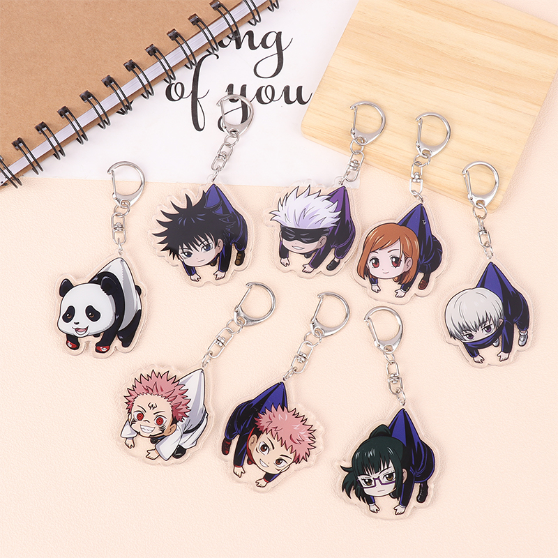 XUUZI Móc khóa móc khóa Acrylic hai mặt jujutsu kaisen Móc Khóa Mặt Dây chuyền Anime yuji itadori go