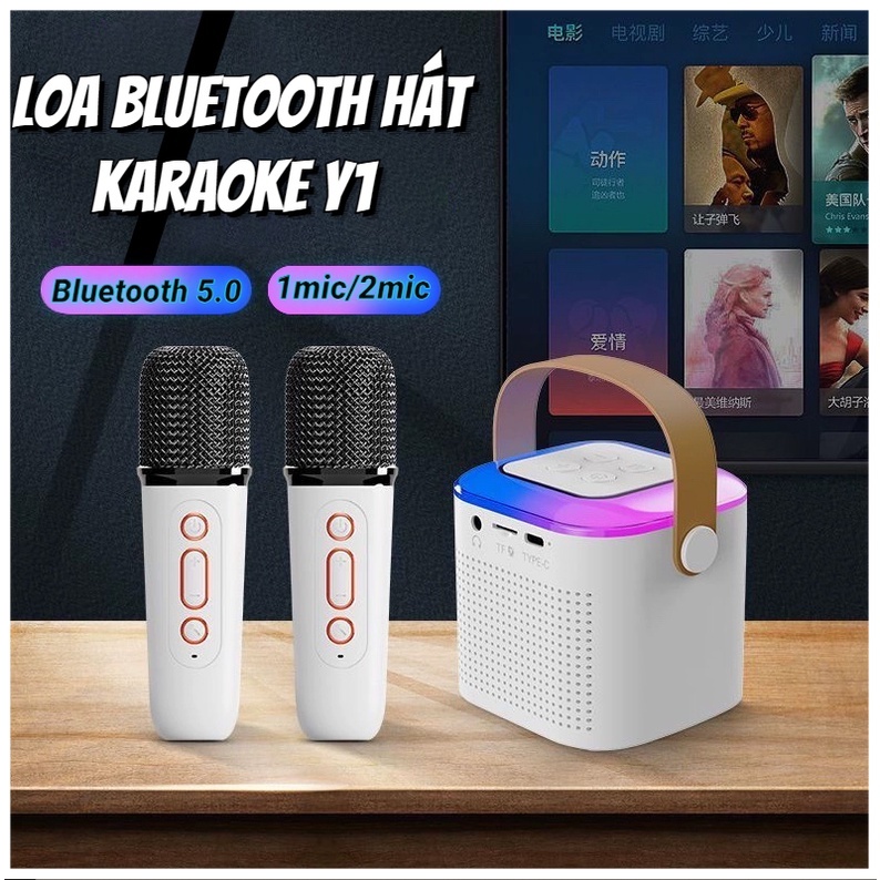 Loa Karaoke Bluetooth Y1 Kèm 2 Micro Không Dây Siêu Hay- Âm thanh chất lượng cao