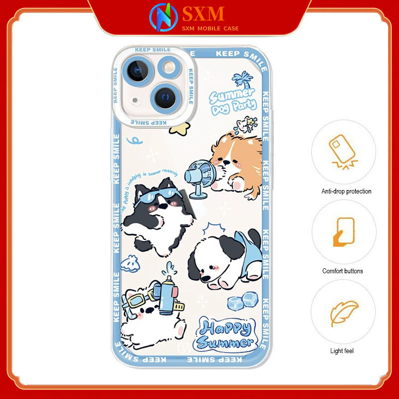 IPhone16ProMax Playing Water Gun Dog Niche Transparent Phone Case Drop Proof Case For IPhone16/15/14/13/12/11 ราคา 99 บาท*ส่งฟรี