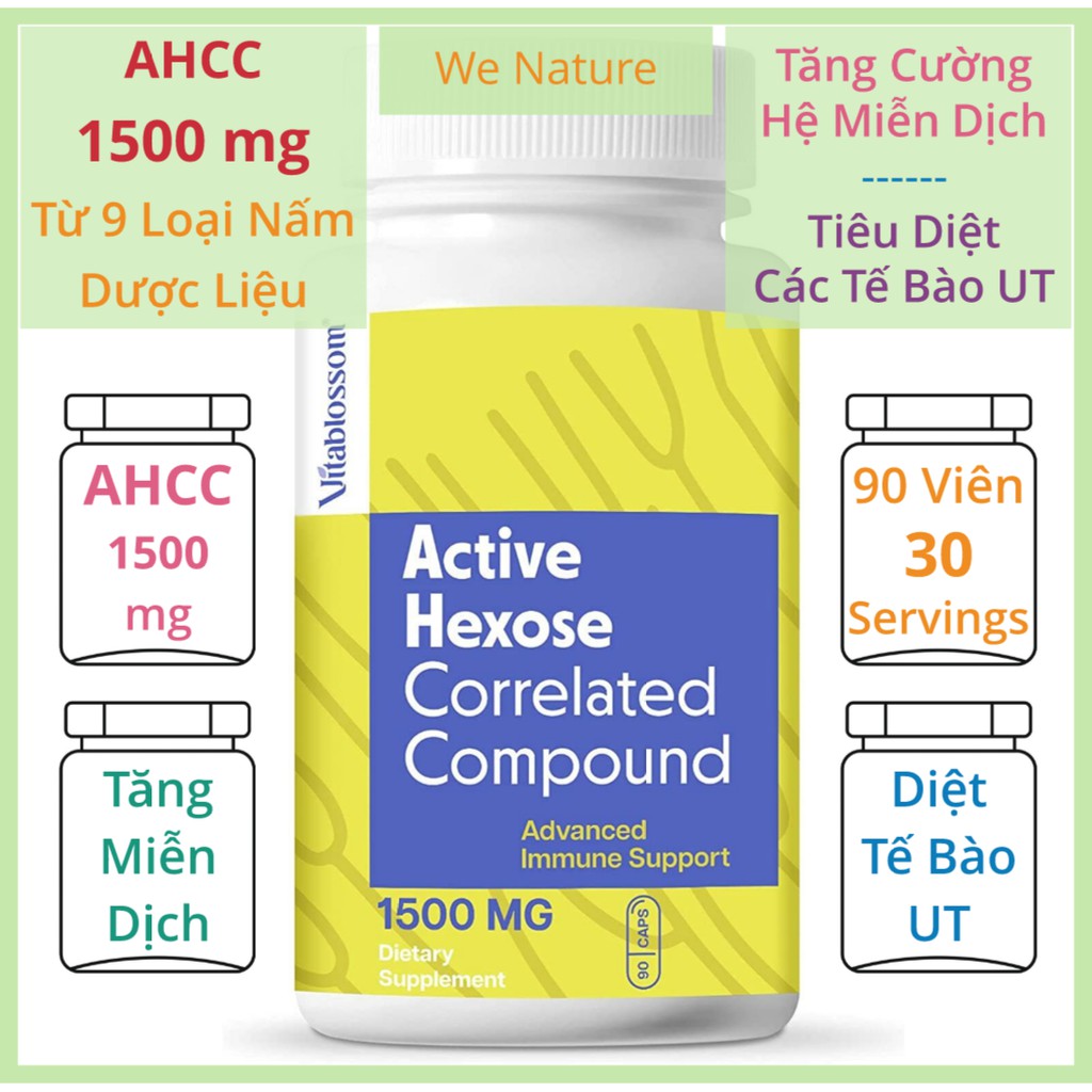 AHCC 1500mg - 90 Viên - Tăng Cường Miễn Dịch - Diệt HPV