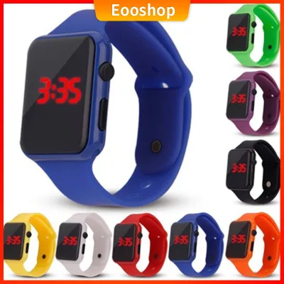 [1Year Warranty]Eooshop Fashion LED Watch Square Simple Creative Electronic Men Women Kids Watch Couple Watch Birthday gift
