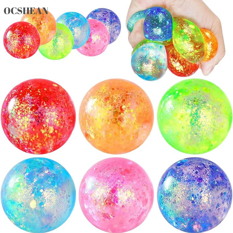 OCSHEAN Colorful Glitter Stress Balls for Kids and Adults - Sensory Relief & Hand Exercise Toy ราคา 20 บาท*ส่งฟรี
