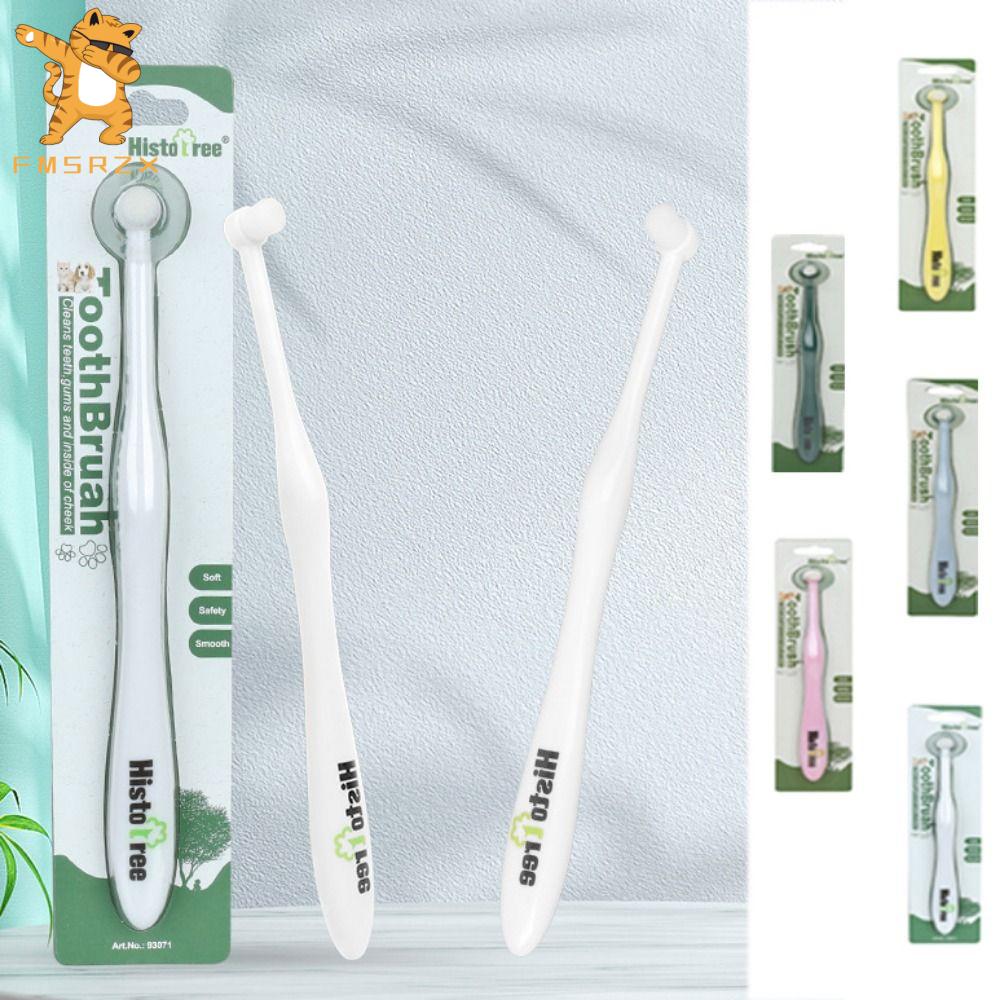 FMSRZX Nhựa/PBT Bàn chải đánh răng thú cưng đầu tròn Đầu tròn Mềm Bàn chải đánh răng mềm cho mèo Bàn chải mềm bàn chải đánh răng thú cưng Trắng/vàng/xanh dương/xanh lá cây Bàn chải đánh răng vệ sinh răng miệng cho thú cưng Loại bỏ cao răng hôi miệng