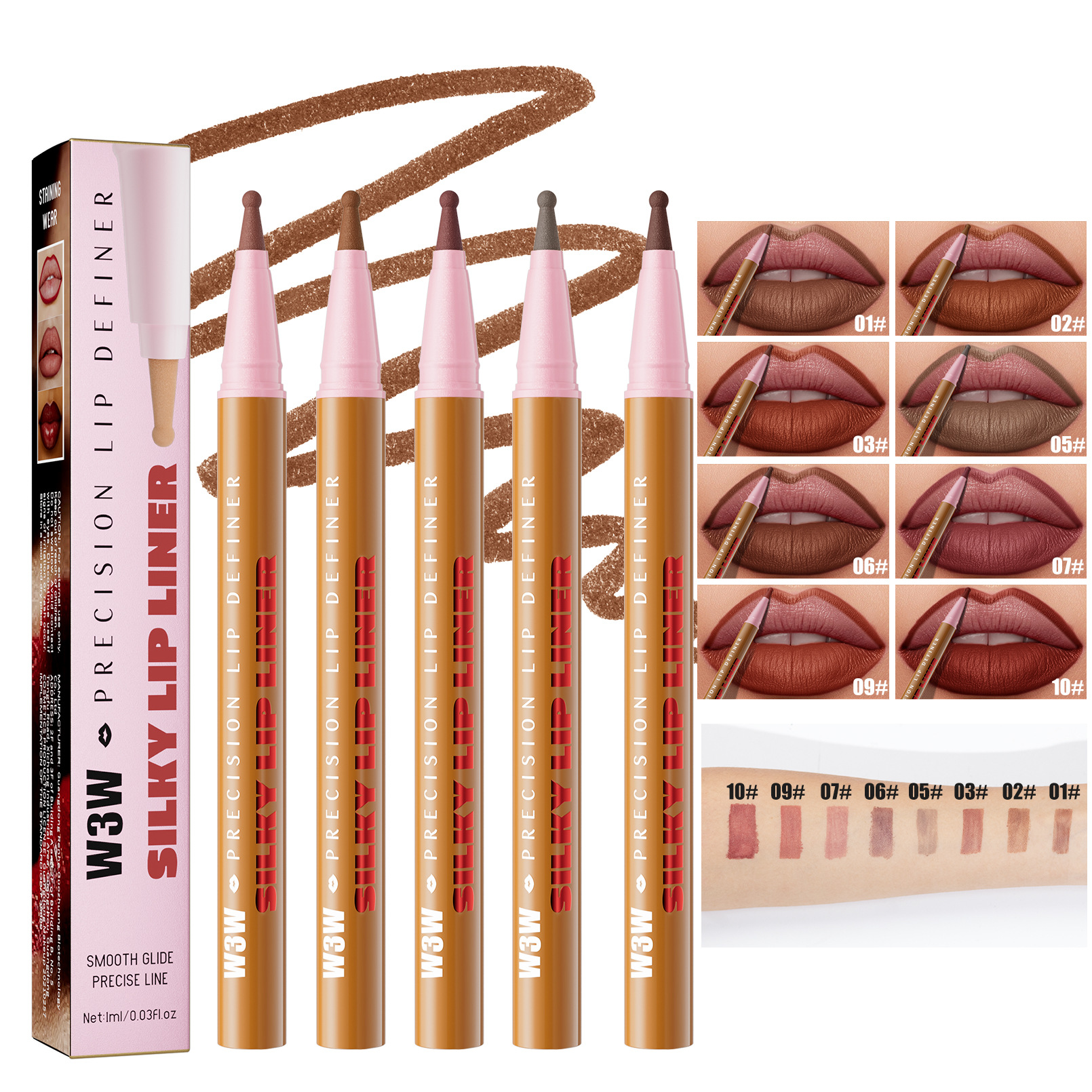 W3m lâu dài mượt môi lì lót-8 màu, không thấm nước & Smudge-proof, định nghĩa chính xác, tất cả các ngày mặc không phai, tạo ra Luxe môi lì S