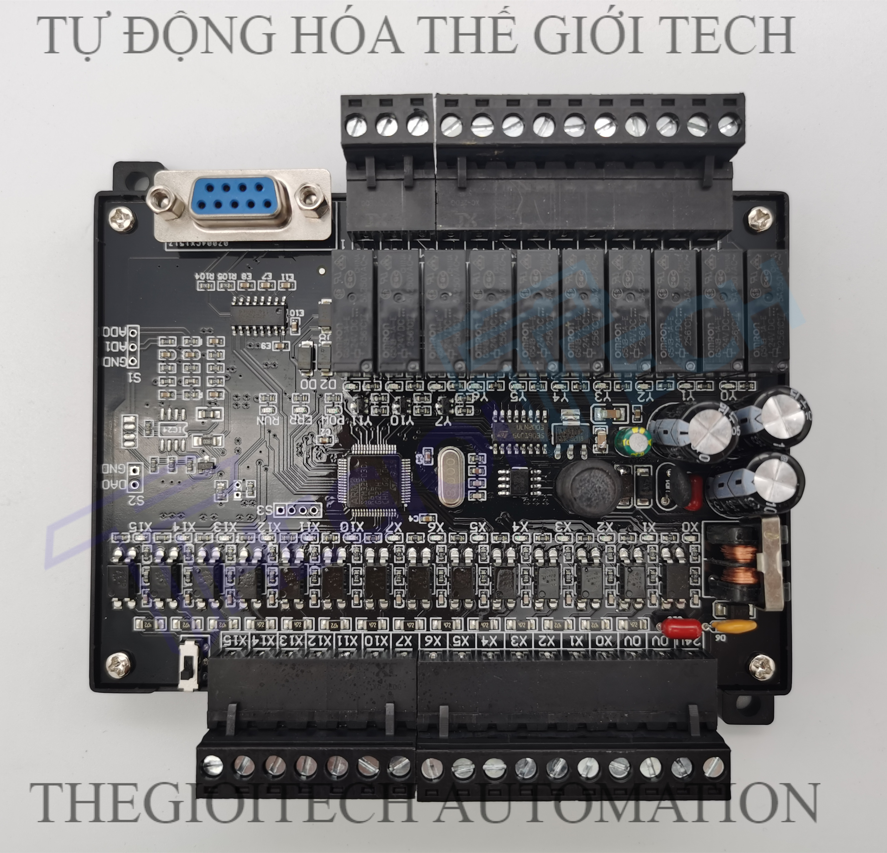 Board Lập Trình PLC HK HK2N FX2N 24MR 14 input 10 output relay 24V TTL RS232, GX Works2 Mitsubishi - 24MR CFH ĐẾ