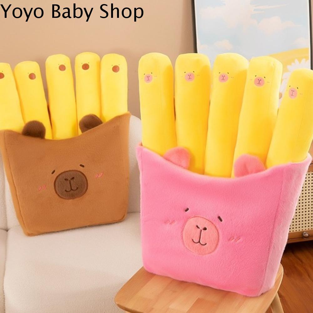 YOYO Thực phẩm Búp bê vải bông capybara Khoai tây chiên Hoạt hình Búp bê capibara fluffty Gối ngủ Mô phỏng Đồ chơi vải nhung lông capybara Đồ chơi giáng sinh