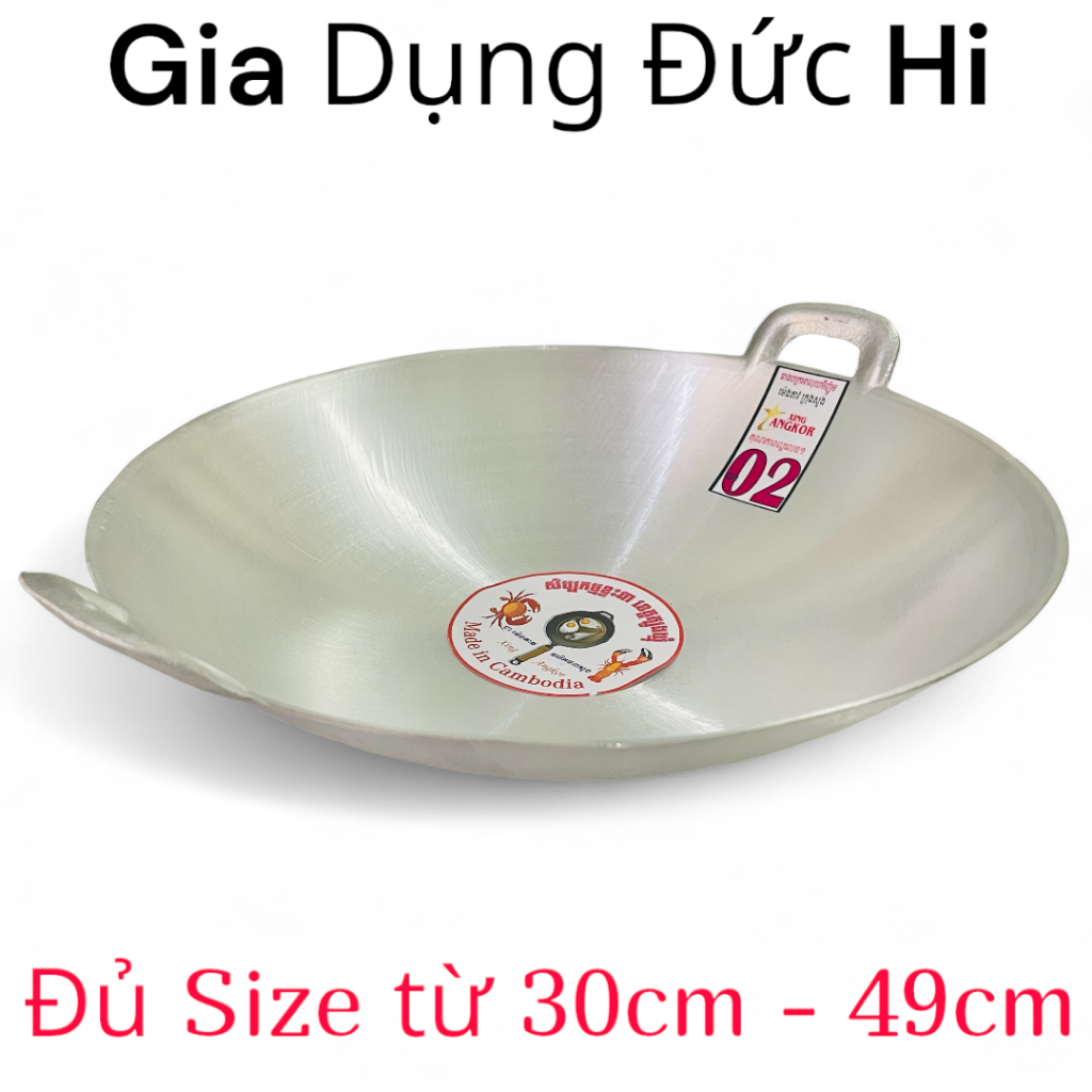 Chảo Gang Thái Đúc Nguyên Khối Đủ Size 30cm 33cm 36cm 40cm 43cm 49cm