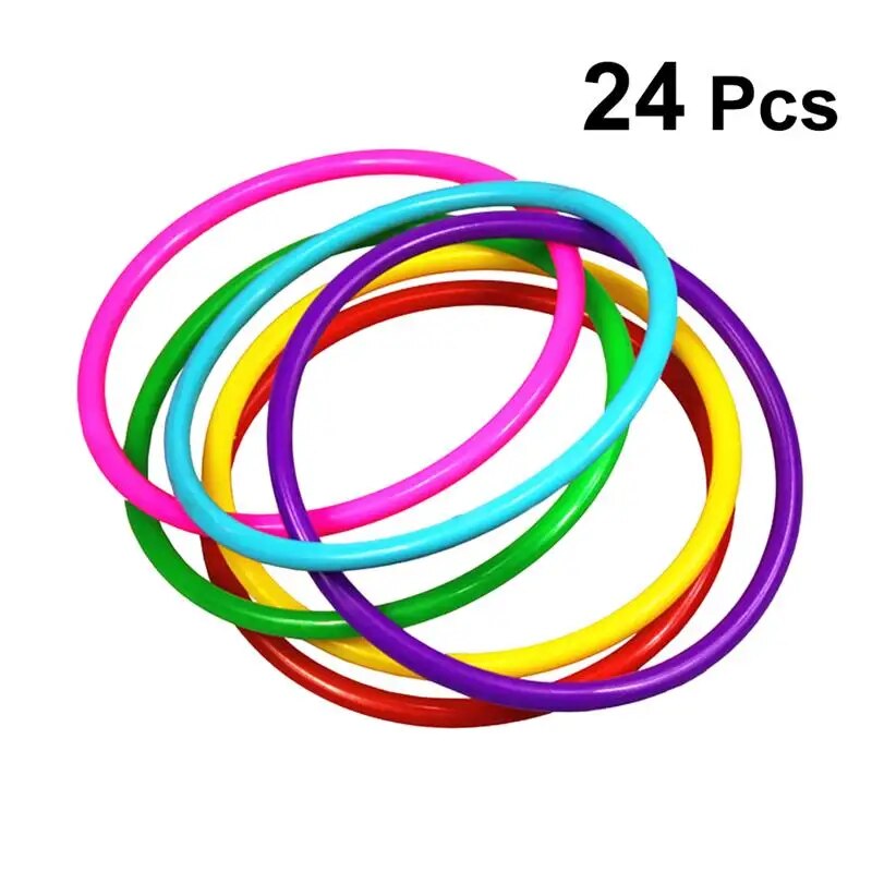 Hot-bán 24pcs quăng Nhẫn trẻ em trò chơi ném vòng cho mẫu giáo vườn sân sau trò chơi ngoài trời (màu ngẫu nhiên)