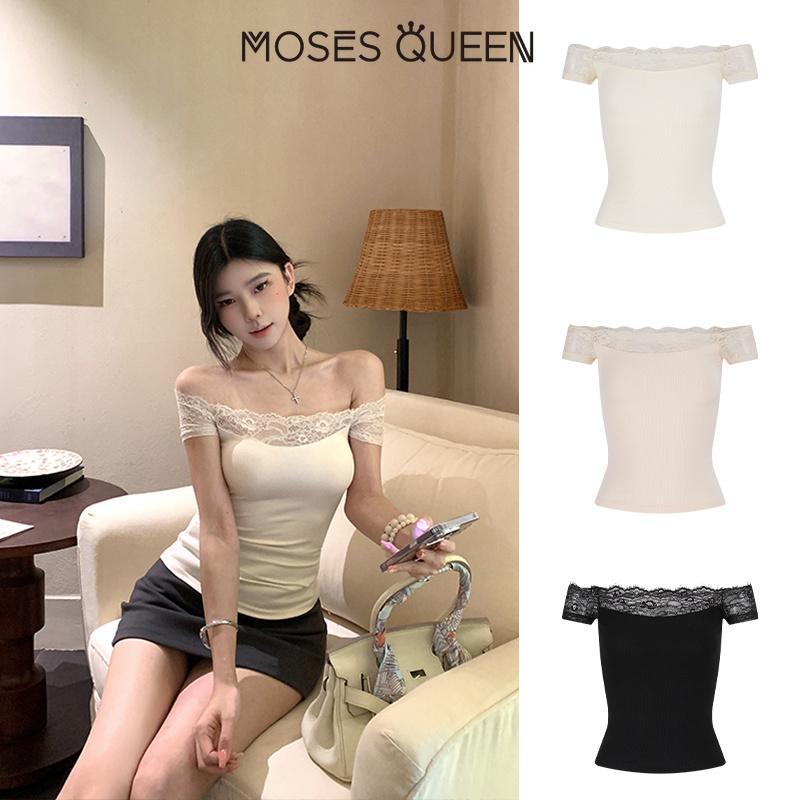 เสื้อยืดผู้หญิง เสื้อยืดโอเวอร์ไซส์ทรงสวยใส่สบาย MosesQueen Moses Queen Pure French Desire สไตล์ตาข่าย Patchwork ปิดไหล่เสื้อยืดแขนสั้น Para Sa Mga Babae ครีมสีขาว Slimming MultiPurpose Base Top 2026 # 63706 ราคา 129 บาท*ส่งฟรี