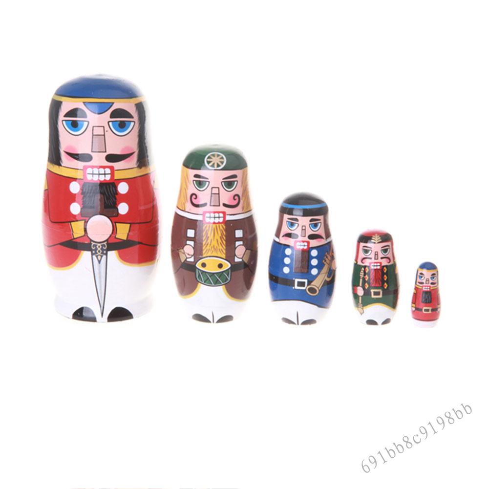 5pcs/ set dặm Kimball nutcracker người bán Matryoshka làm tổ búp bê gỗ Russian Doll Handmade Craft Kid GRI-VN