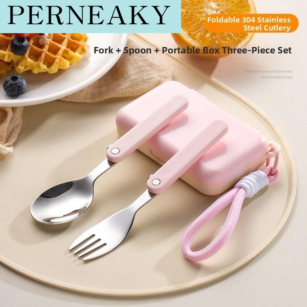 PERNEAKY สแตนเลส 304 ชุดช้อนส้อมสแตนเลส พร้อมกล่องเก็บของ พับได้ ช้อนส้อมพกพา ทำความสะอาดง่าย พร้อมที่จับ ชุดอุปกรณ์รับประทานอาหารแบบพกพา การใช้งานสำหรับการเดินทาง ราคา 233 บาท*ส่งฟรี