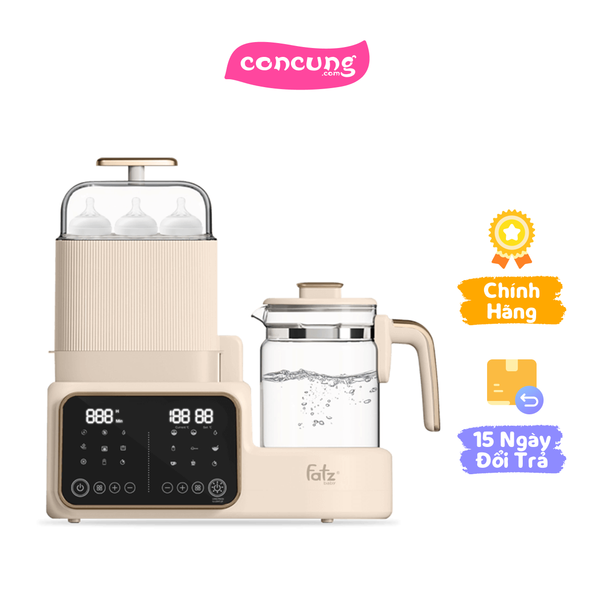 Máy đa năng điện tử Fatz Multimax 7 (tiệt trùng/sấy khô/Hâm sữa/Hầm cháo chậm/Đun & hâm nước)