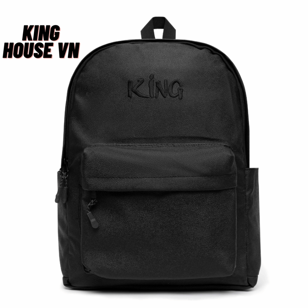 Cặp da chống nước balo thiêu chữ king màu đen
