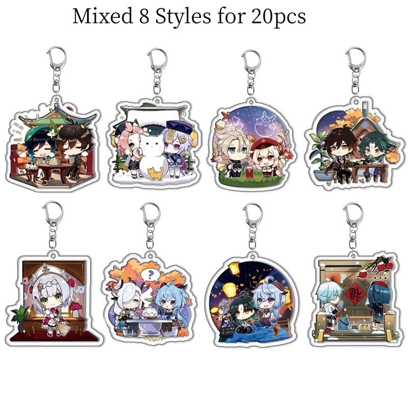 Móc Khoá Standee Tranh Kính Mô Hình Lắc Lư Genshin Impact Chibi Raiden Shogun Cute Trang Trí Bàn Học