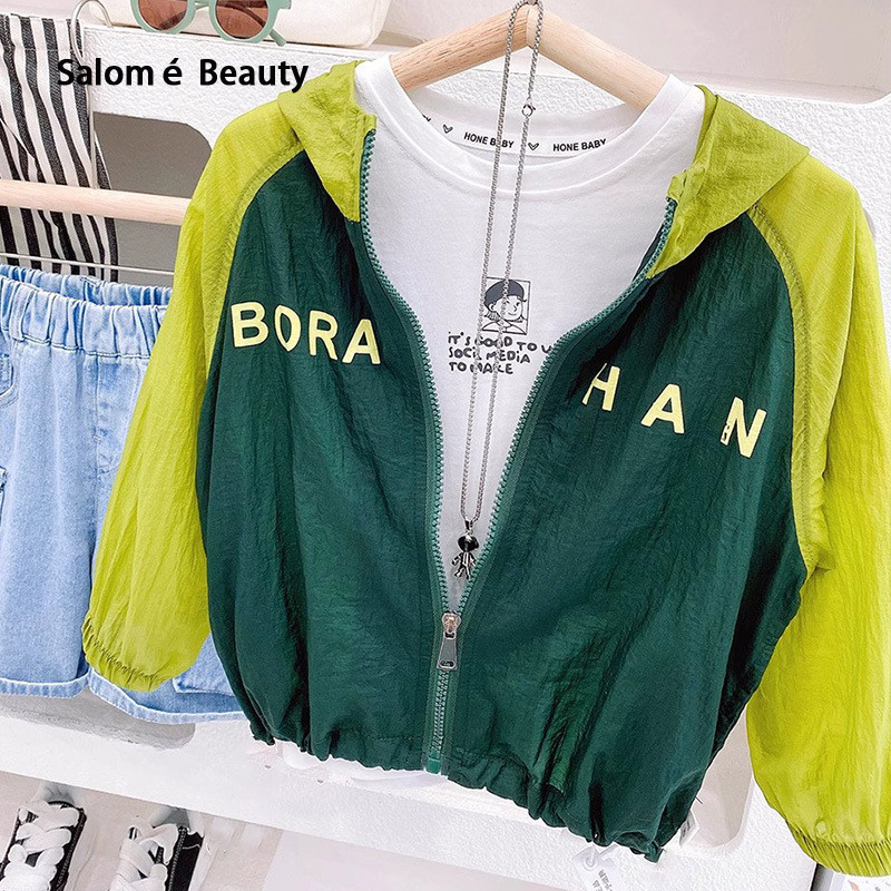WOMA Unisex/Unisex Children's Summer Sunscreen Clothing, Lightweight Boys, Breathable, Multi functional Sports and Casual Hooded jacket, Thin cardigan ราคา 129 บาท*ส่งฟรี