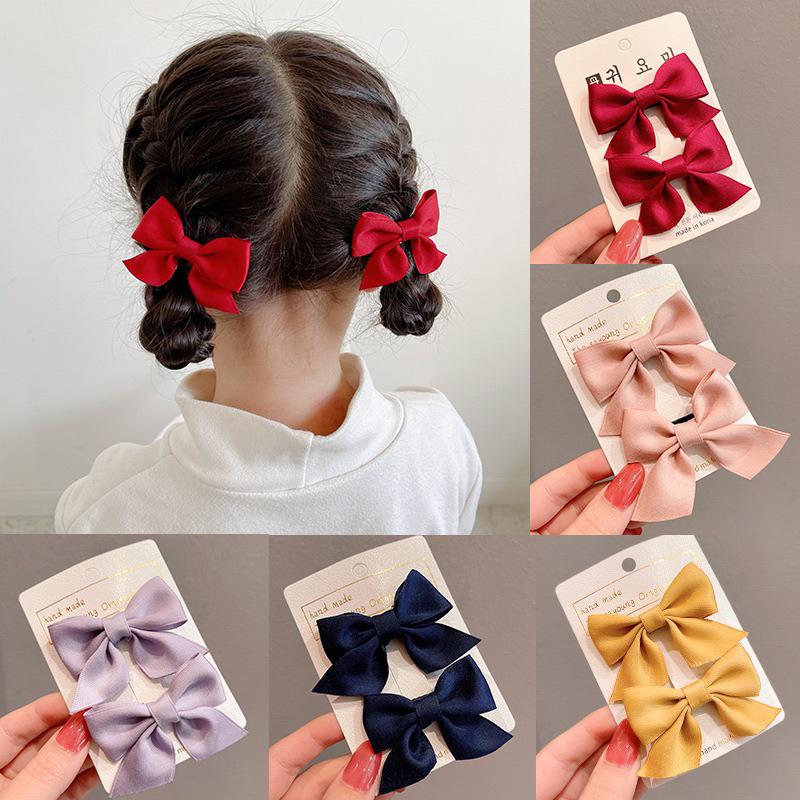 Set kẹp tóc nơ ru băng cho bé nhỏ nhắn dễ thương