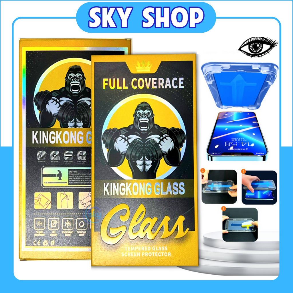 Cường Lực KingKong Chống Nhìn Trộm Khung Tự Dán Cho Iphone 15 pro max 14 pro max 13 14 pro max 11Promax 12Promax13 pro max x xr xs max 7 8 plus