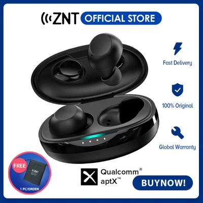 [HOT] ZNT SoundBoom Wireless EarBuds Qualcomm® aptX™ Earphones, Bluetooth 5.0, Superb Deep Bass, Smart Touch Control, IPX5 Waterproof, Up to 48H Playtime with Charging Case for Sport