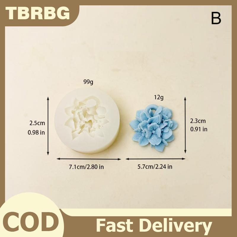 TBRBG Hoa Cẩm Tú Cầu Silicone khuôn tự làm hương liệu nến thạch cao nhựa đất sét khuôn nhà bếp nướng bánh trang trí hoa khuôn
