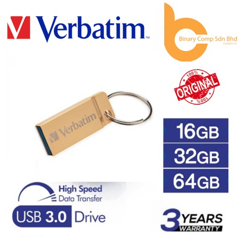 [118 asedghwr bán chạy] VERBATIM Metal Executive (Vàng) USB 3.0 Mini Pendrive 16GB/32GB/64GB