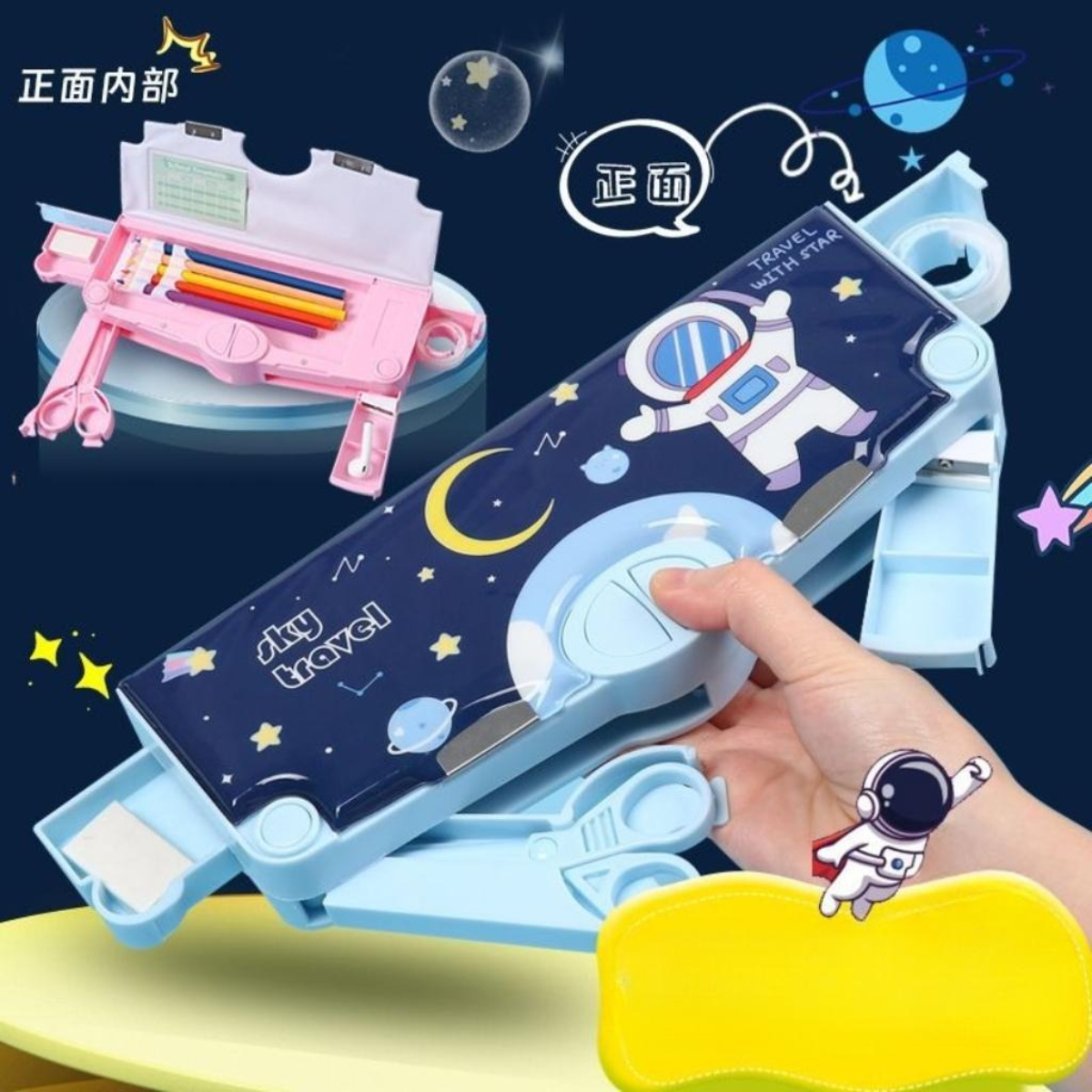  Hộp đựng bút chì nhiều ngăn từ tính chất lượng cao với họa tiết hoạt hình dễ thương phù hợp cho cả nam và nữ 