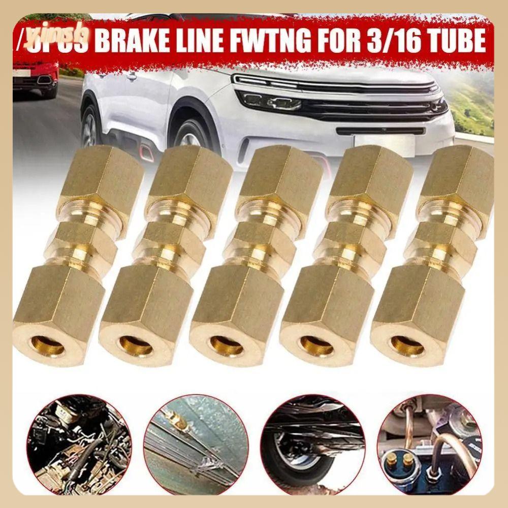 YINSH 1/5PCS Đồng thau Đầu nối dây phanh Phụ kiện ô tô Phổ thông Phụ kiện đường ống đảo ngược Bền Phụ kiện phanh đồng thau Cho Dây phanh không lóa 4.8mm 3/16" Xe hơi