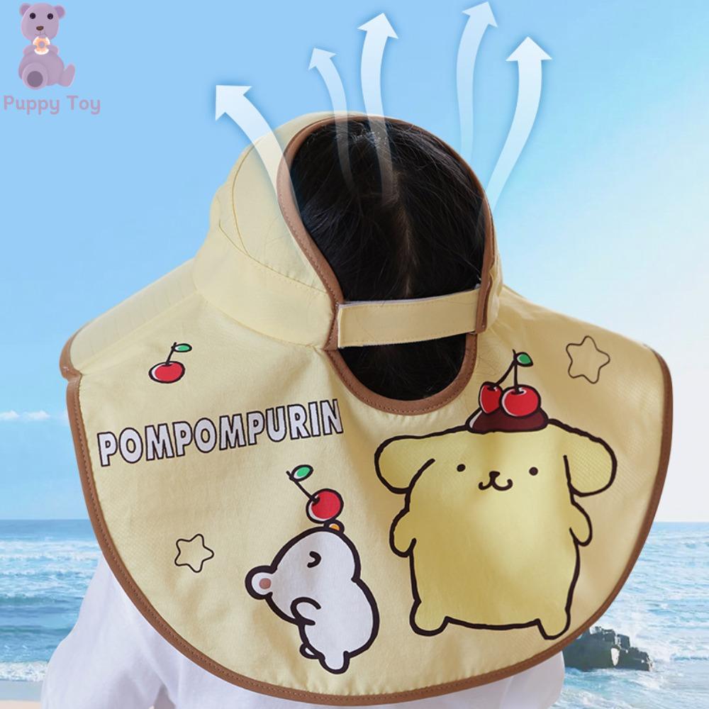 TESDFD Keroppi Mũ chống nắng cho trẻ em Pom pom Purin Kuromi Mũ tai bèo rộng vành cinnamoroll Sáng Tạo Mềm Hangyodon Mũ mùa hè có còi Bé gái