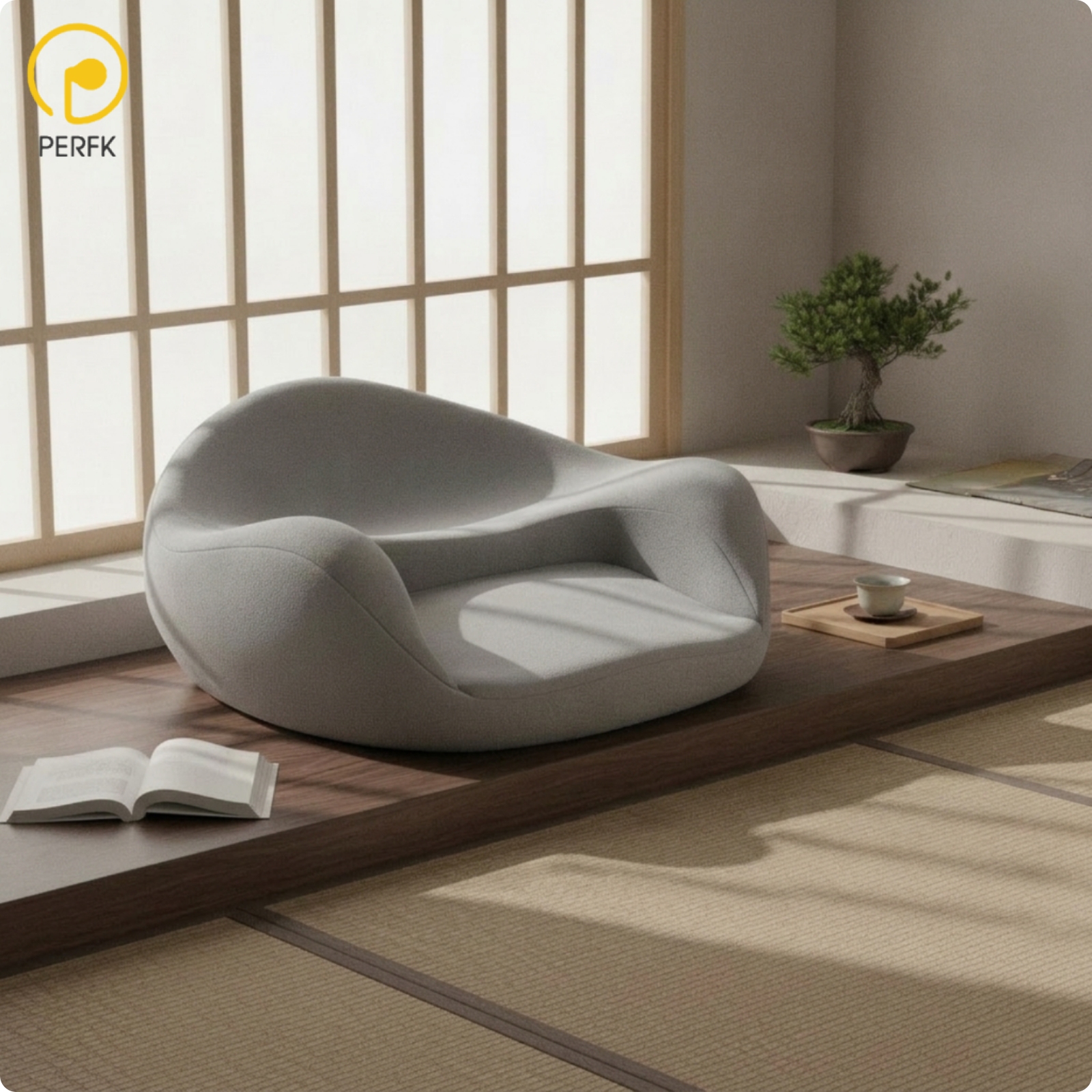 Perfk Padded Contoured Meditation Cushion Light Gray Floor Seat for Kneeling ราคา 2,696 บาท*ส่งฟรี