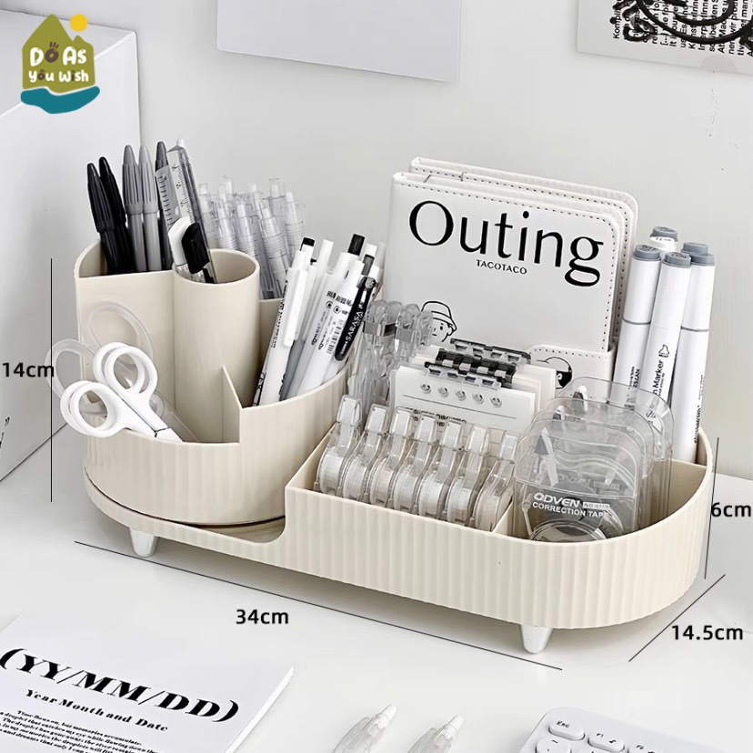 ชุดกล่องใส่ของอเนกประสงค์ หมุนได้ มีลิ้นชัก กล่องใส่เครื่องเขียน สไตล์มินิมอล ราคา 115 บาท*ส่งฟรี