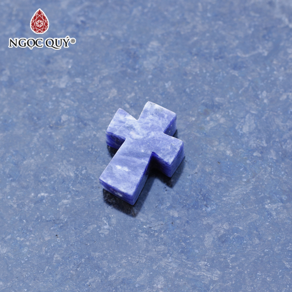 [HCM]Mặt dây chuyền thánh giá xỏ ngang đá lapis lazuli 20.5x16x8mm mệnh thủy, mộc - Ngọc Quý Gemstones