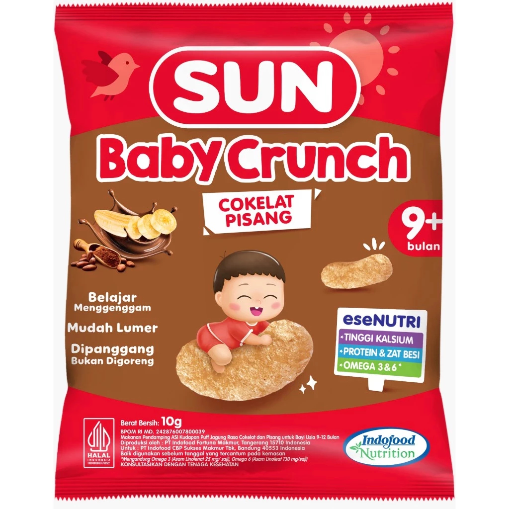 SUN Baby Crunch PUFFS Cemilan Sehat untuk Bayi rasa Cokelat Pisang Ayam Jamur | Jajanan Anak Bayi
