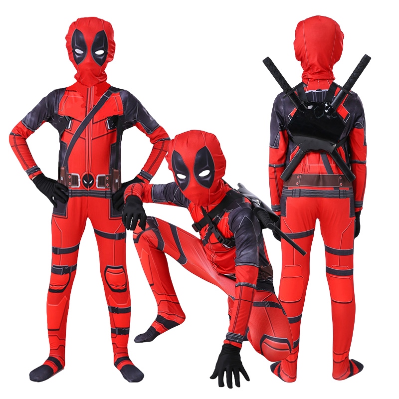 Deadpool Costume Kids Cosplay Mask Suit Jumpsuit Superhero Deadpool