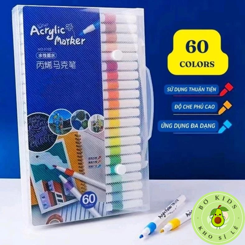 SET 60 Bút Màu Acrylic Marker Cao Cấp Bút Sơn Acrylic Chống Nước Vẽ Trên Mọi Chất Liệu Bề Mặt StudyX