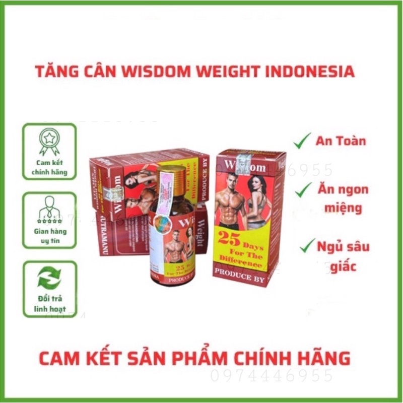 Vitamin uống hỗ trợ tăng cân wisdom weight hộp 25 viên giúp ăn ngon, ngủ ngon